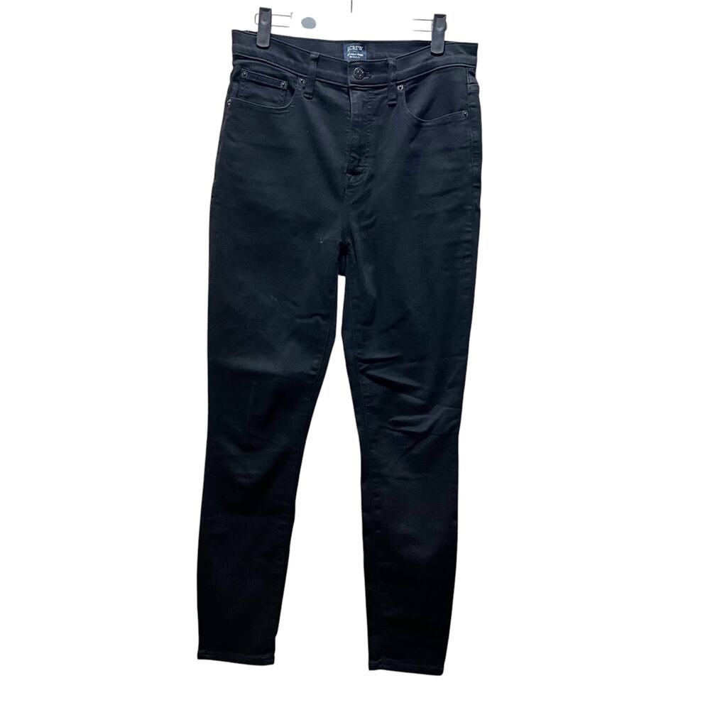 J. Crew 10" High Rise Skinny Black Denim Super Skinny Matte Jeans Size 29
